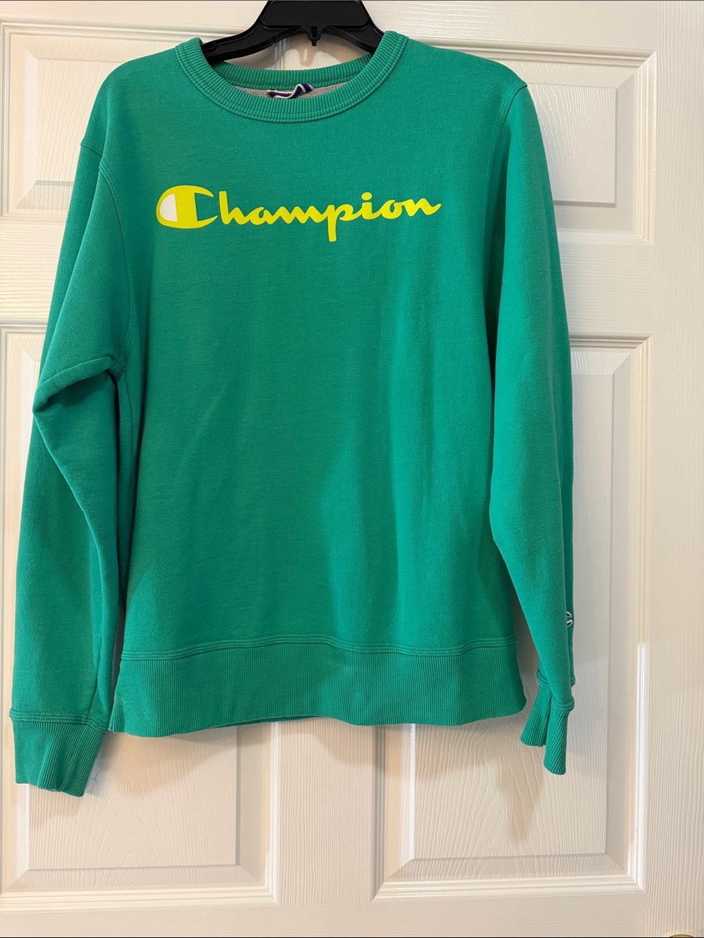 Champion Green Crewneck Sweatshirt with Yellow Logo